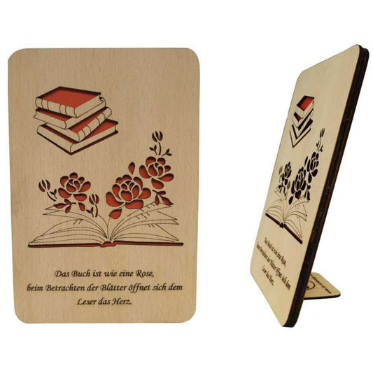 Holzkarte Buch Gutschein Rosen Geburtstag, N605 LINPopUp N605
