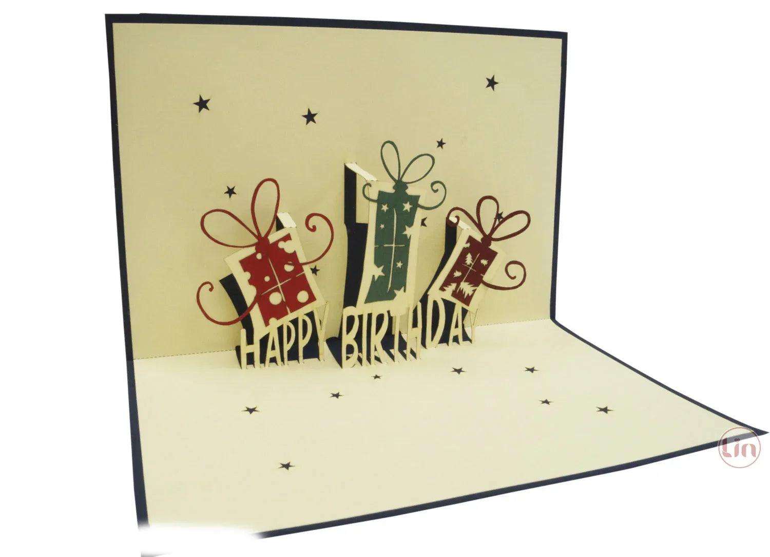 3D Pop-Up Karte Geschenke Blau, N3 - LINPopUp