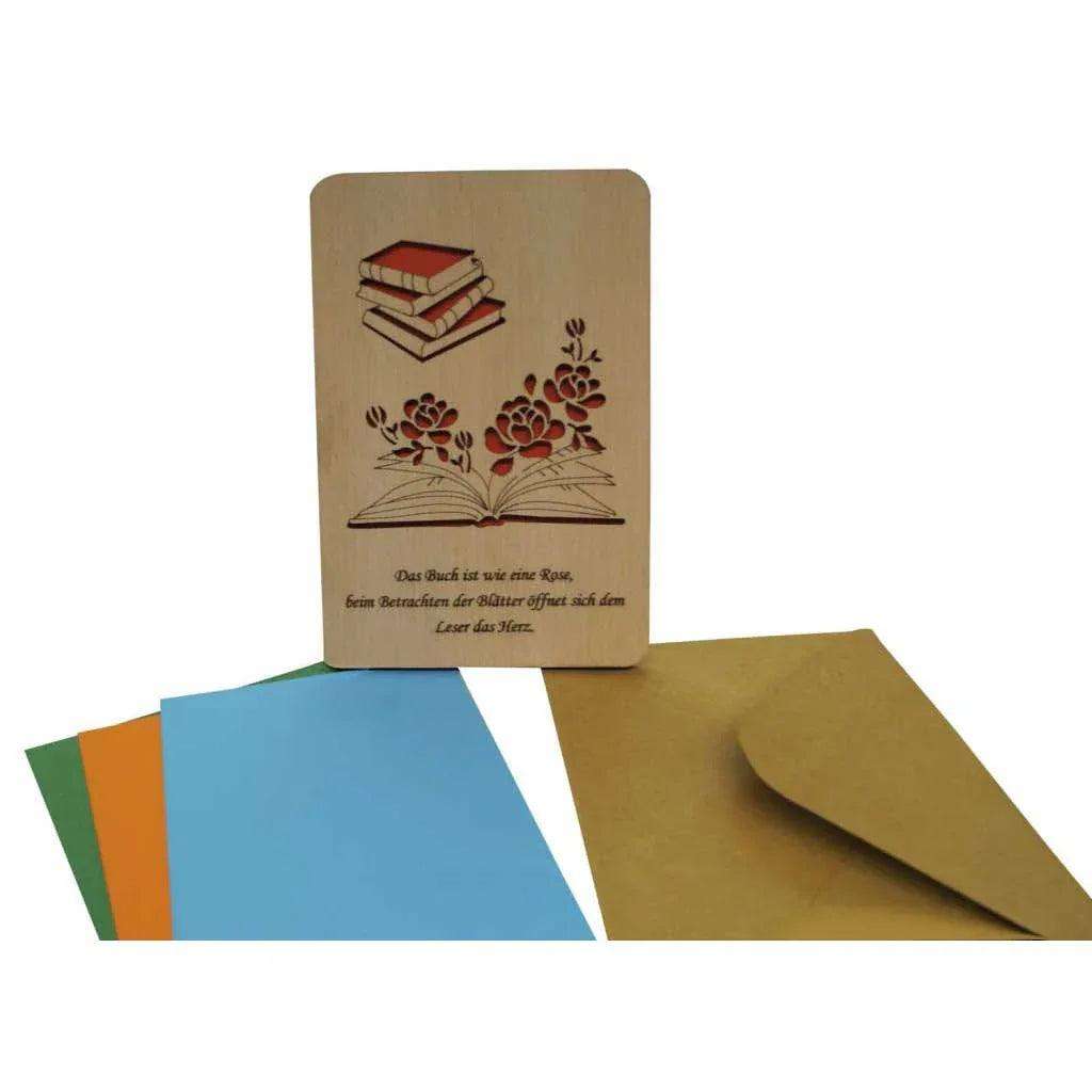 Holzkarte Buch Gutschein Rosen Geburtstag, N605 LINPopUp N605
