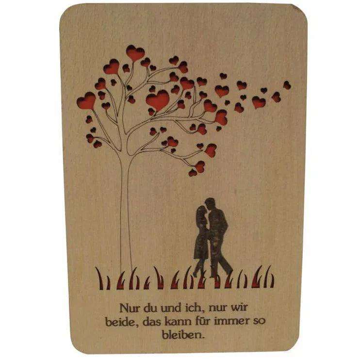 Holzkarte Valentinstag Hochzeit Herz Baum, N602 - LINPopUp