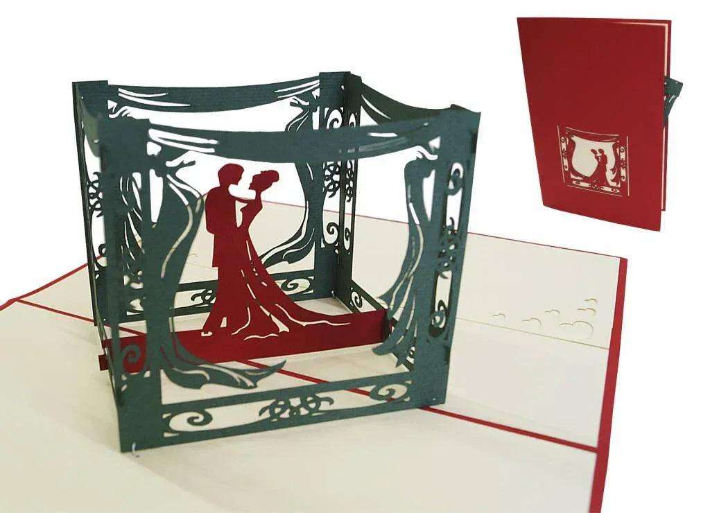 Hochzeitskarte Pop Up 3D - Glückwunschkarte zur Hochzeit,Brautpaar Pavillon, N83 - LINPopUp
