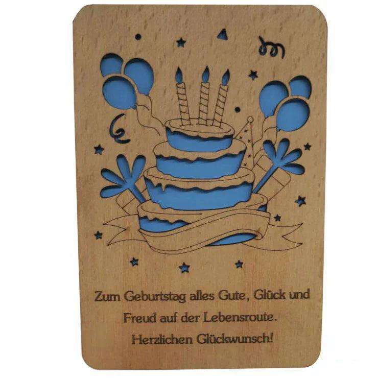 Holzkarte Geburtstag Geburtstagstorte, N600 - LINPopUp