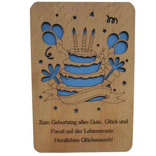 Holzkarte Geburtstag Geburtstagstorte, N600 - LINPopUp