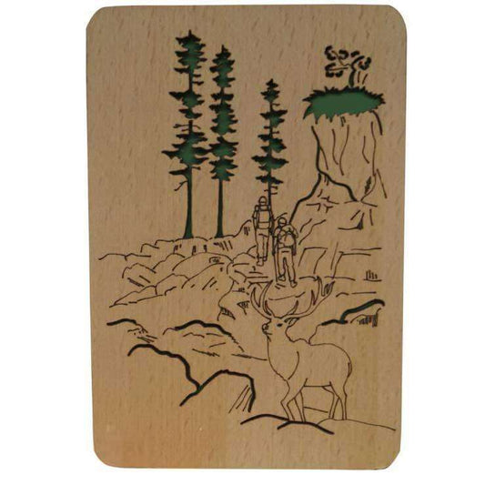 Holzkarte Jäger Hirsch Berglandschaft, N606 - LINPopUp