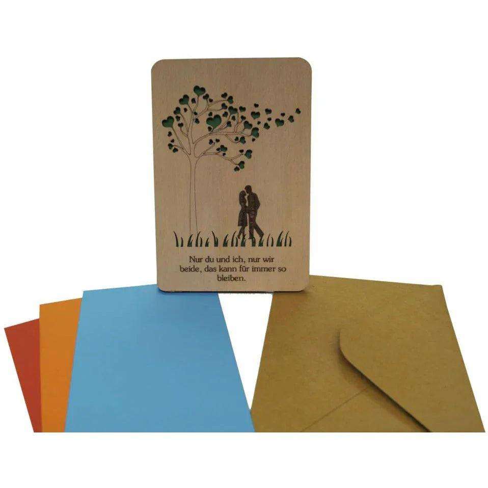 Holzkarte Valentinstag Hochzeit Herz Baum, N602 - LINPopUp