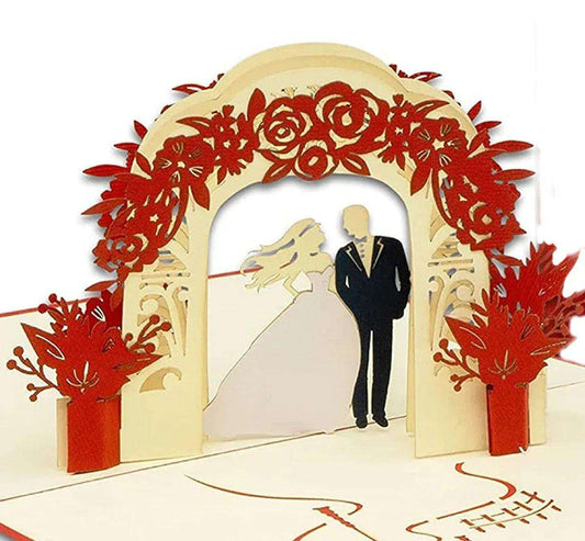 Hochzeitskarte Pop Up 3D - Glückwunschkarte zur Hochzeit, Brautpaar Altar, N290 - LINPopUp