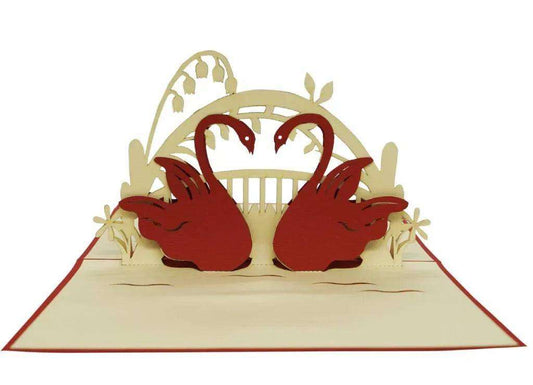 Hochzeitskarte Pop Up 3D - Glückwunschkarte zur Hochzeit, Schwäne, N87 - LINPopUp