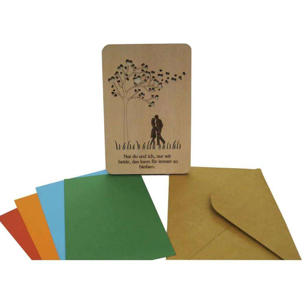 Holzkarte Valentinstag Hochzeit Herz Baum, N602 LINPopUp N602