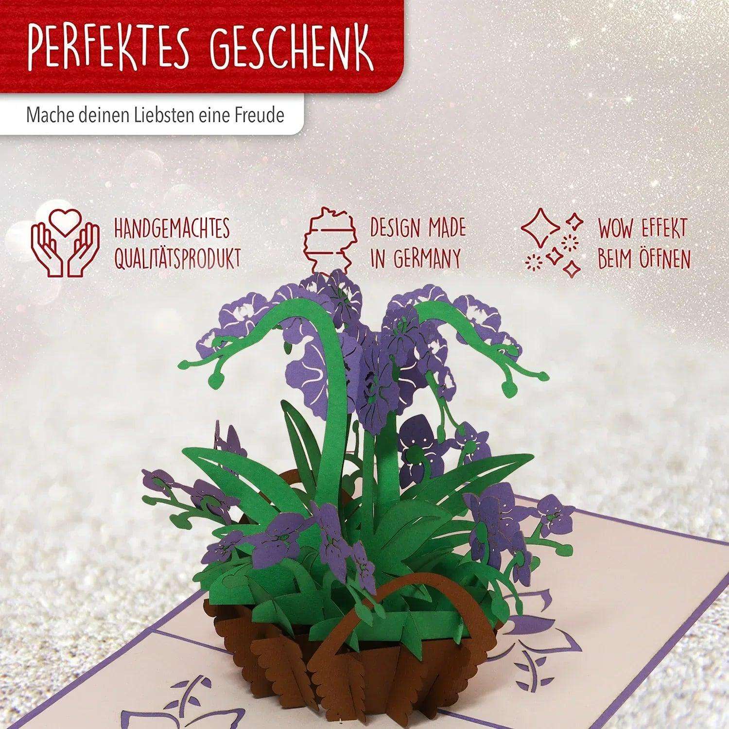 Pop Up Karte 3D Orchidee Lila – Grußkarte Muttertag & Geburtstag LINPopUp 17616-N359