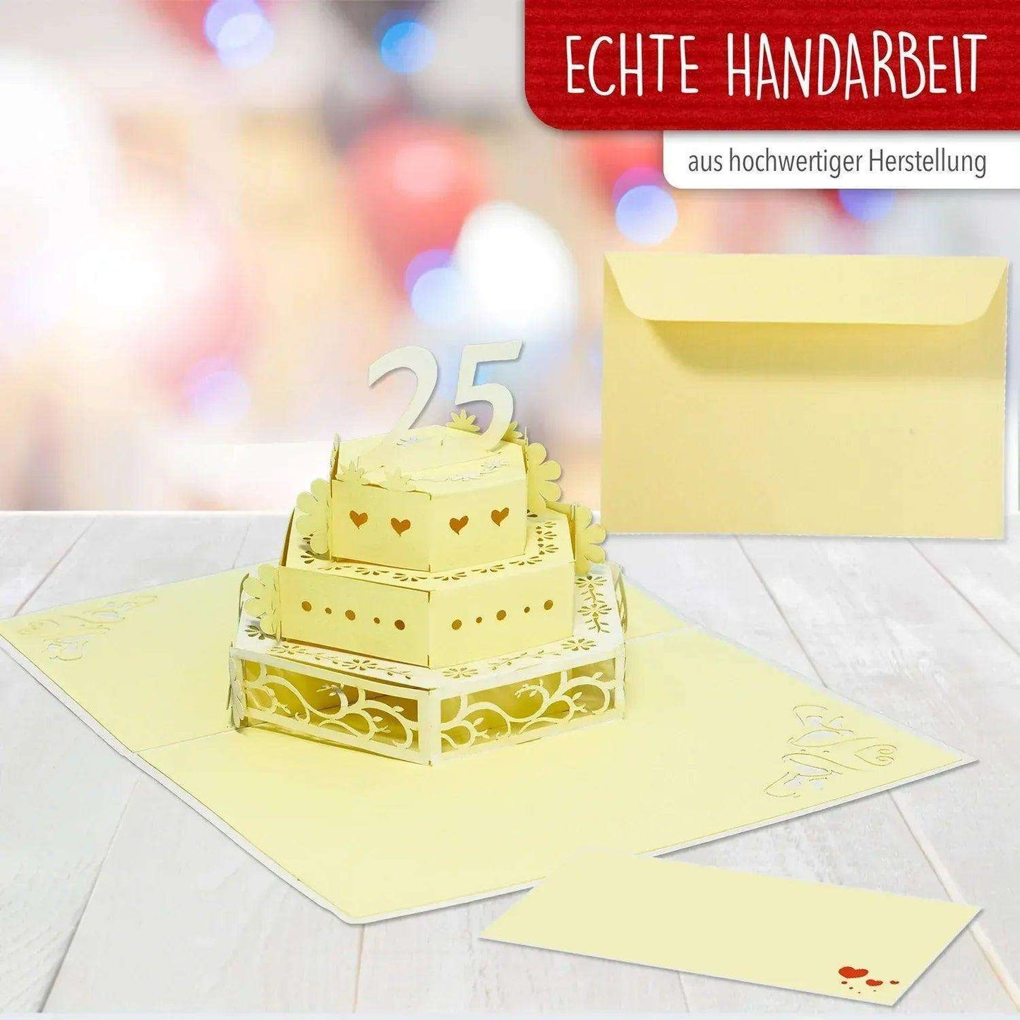 25. Hochzeitstag, Silberne Hochzeit Karte 3D Pop-Up - Silberhochzeit, N211 - LINPopUp