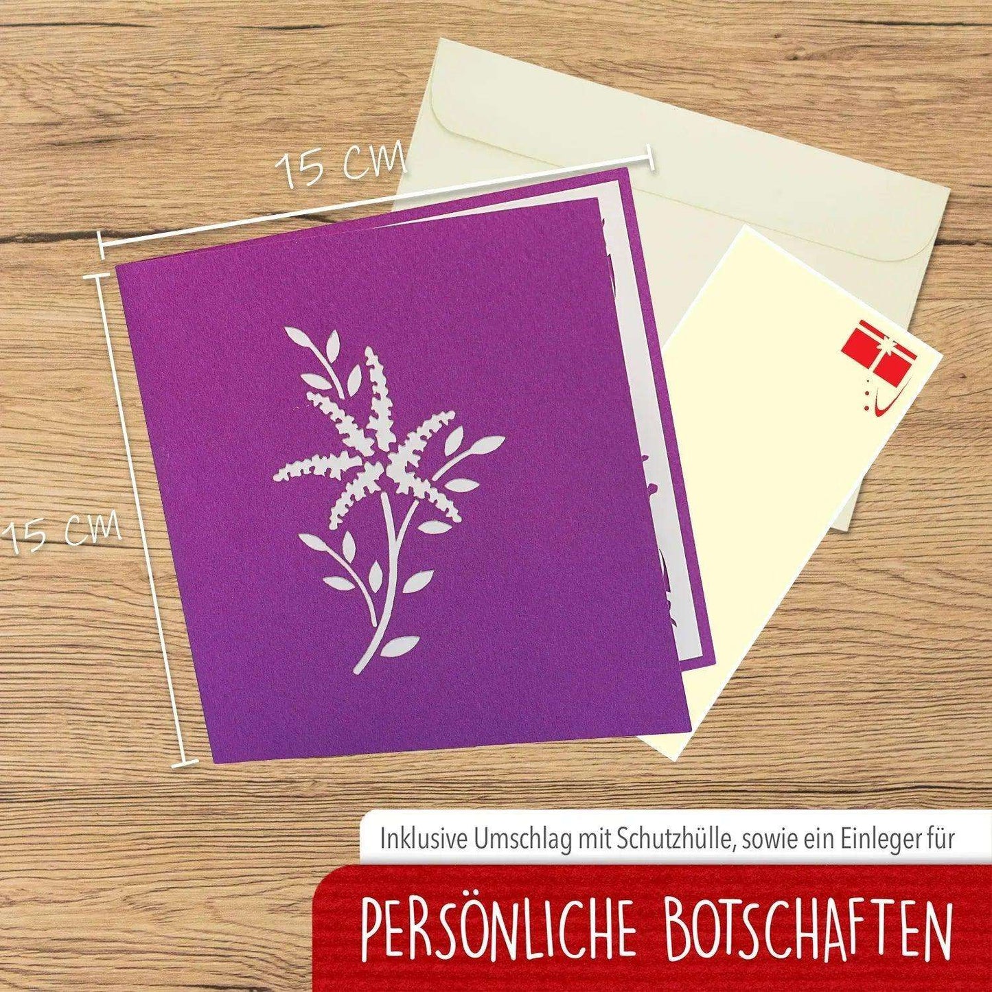 Pop Up Karte 3D Lila Wasserlilien – Grußkarte Muttertag & Geburtstag - LINPopUp