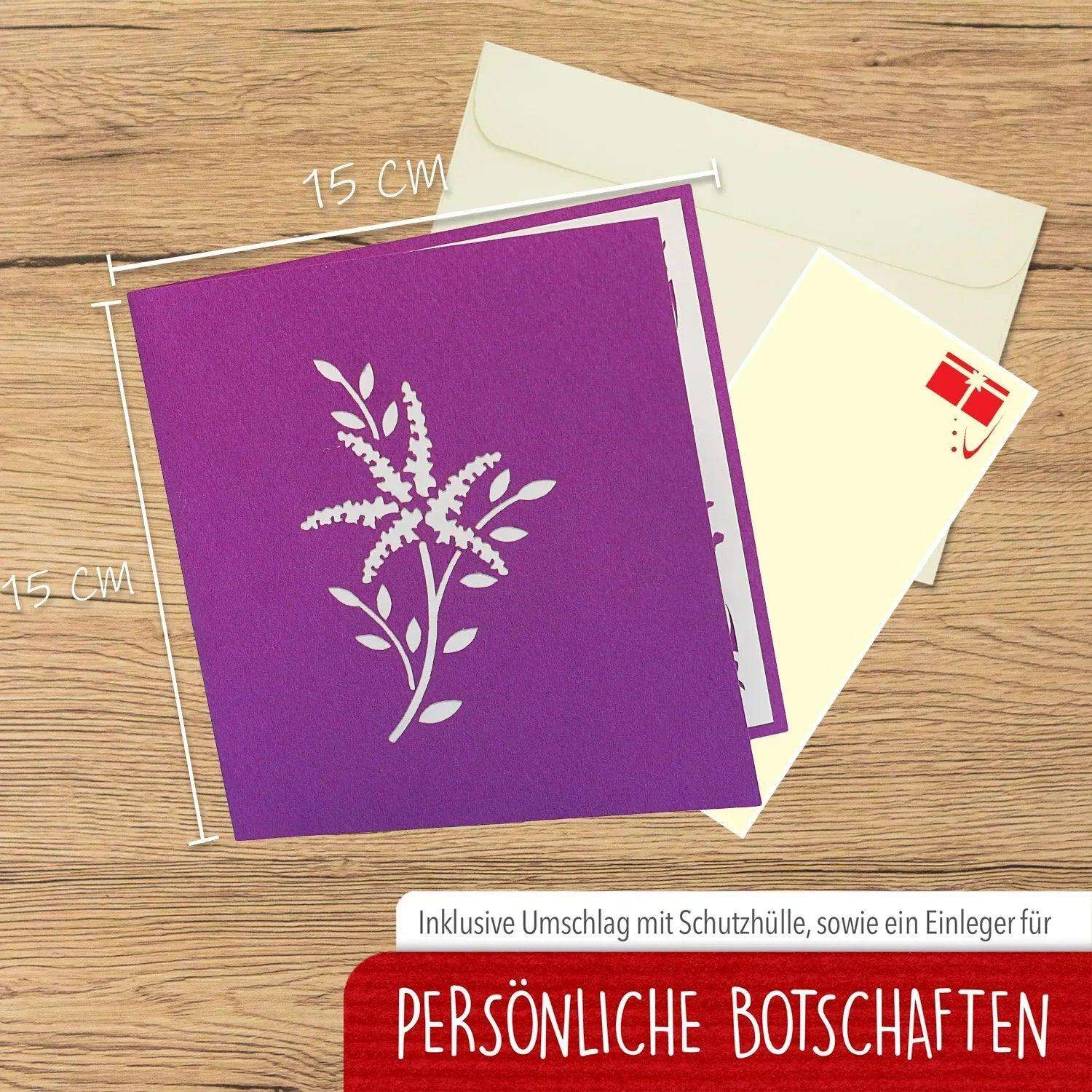 Pop Up Karte 3D Lila Wasserlilien – Grußkarte Muttertag & Geburtstag - LINPopUp