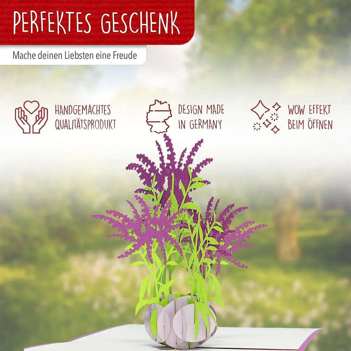 Pop Up Karte 3D Lila Wasserlilien – Grußkarte Muttertag & Geburtstag - LINPopUp