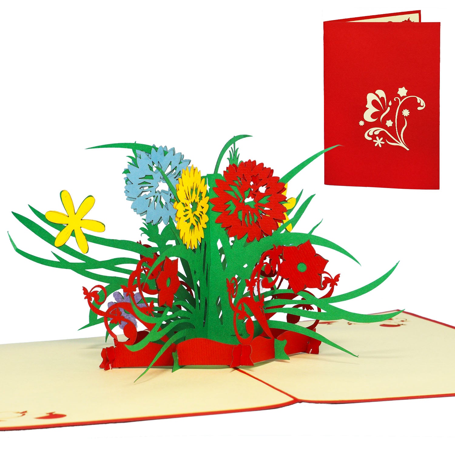 3D Pop-Up Karte Blumenkarte, Wildblumen, N338