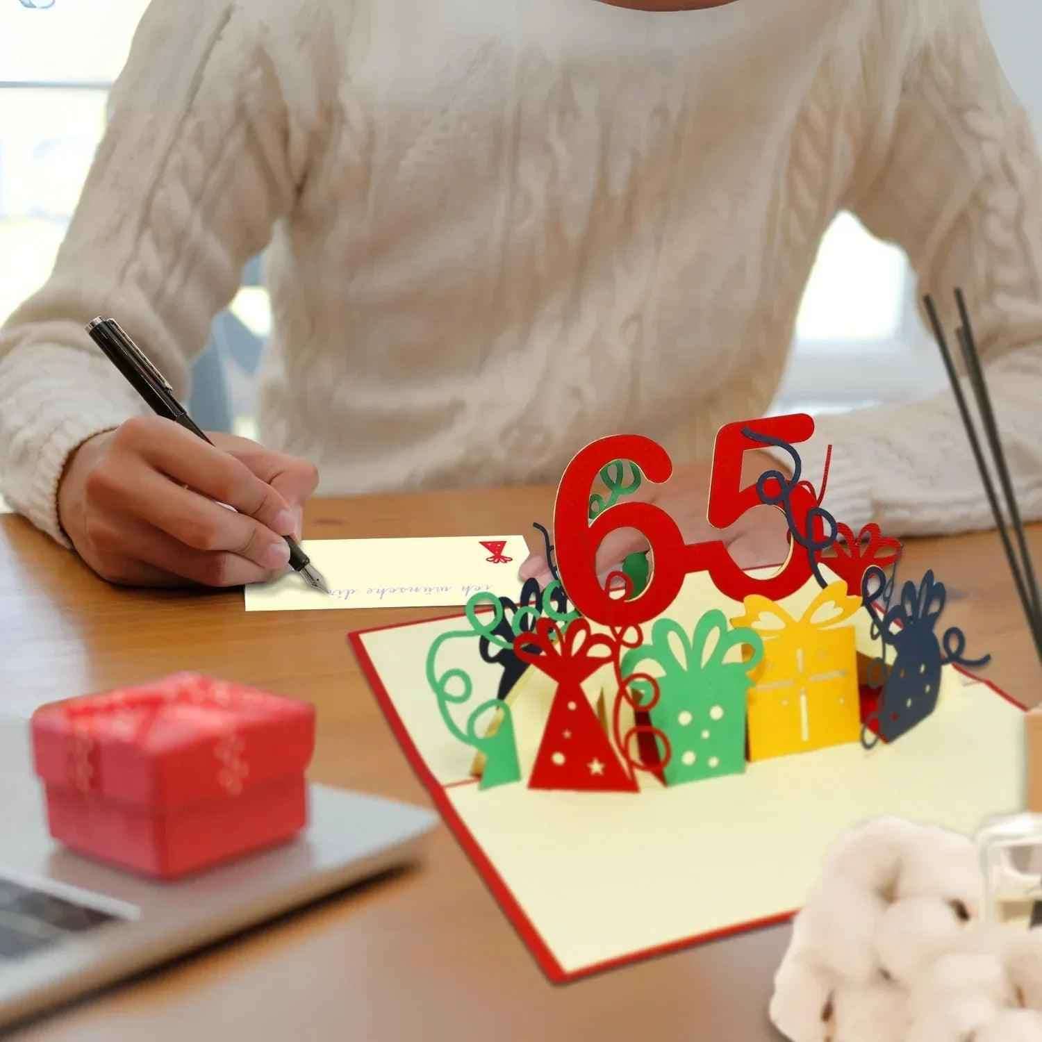 Pop-Up-Karte zum Geburtstag – Zahl 65, Geburtstagseinladung & Jubiläum, N226
