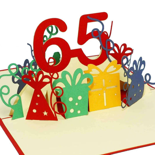 Pop-Up-Karte zum Geburtstag – Zahl 65, Geburtstagseinladung & Jubiläum, N226