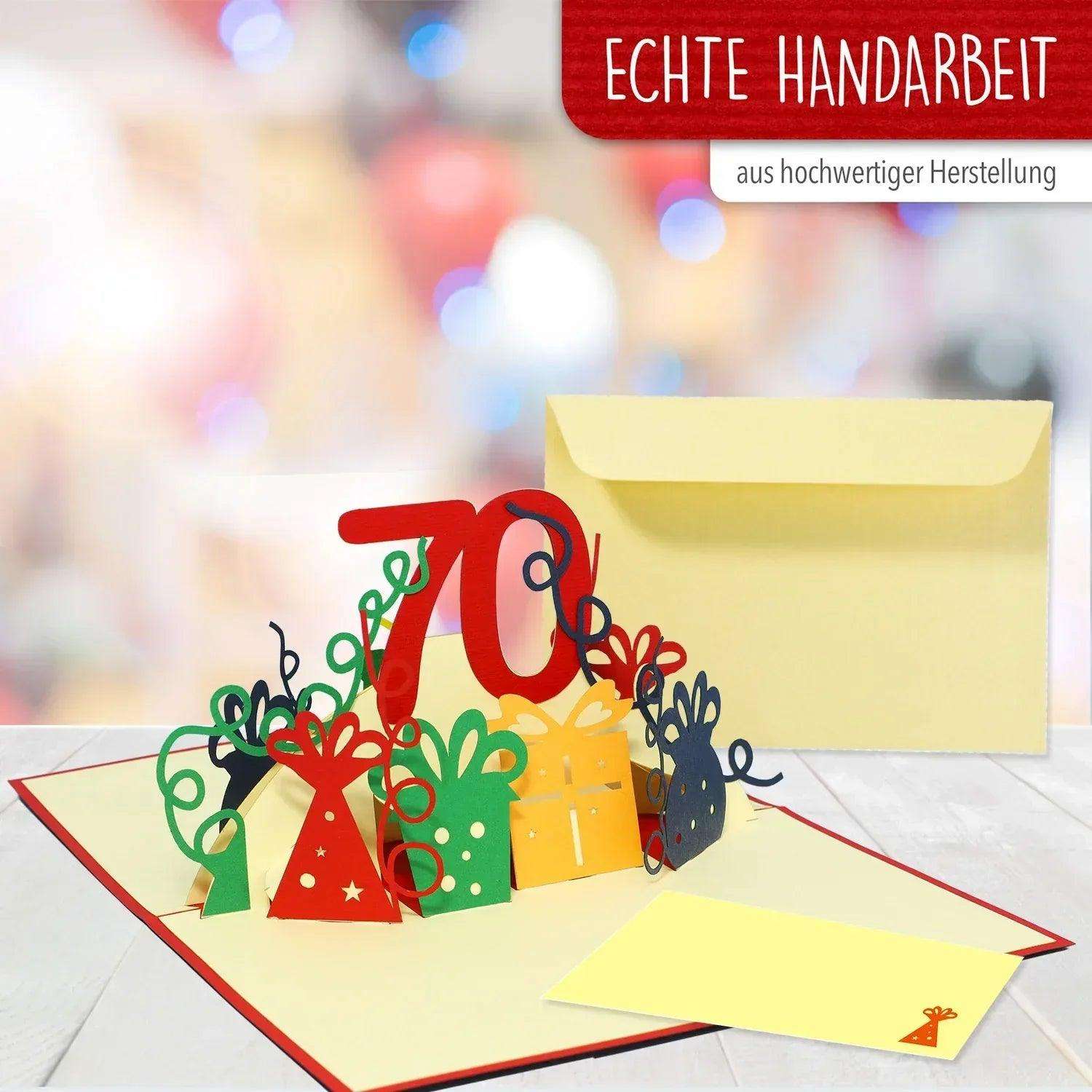 Pop-Up-Karte zum Geburtstag – Zahl 70, Geburtstagseinladung & Jubiläum, N24 - LINPopUp