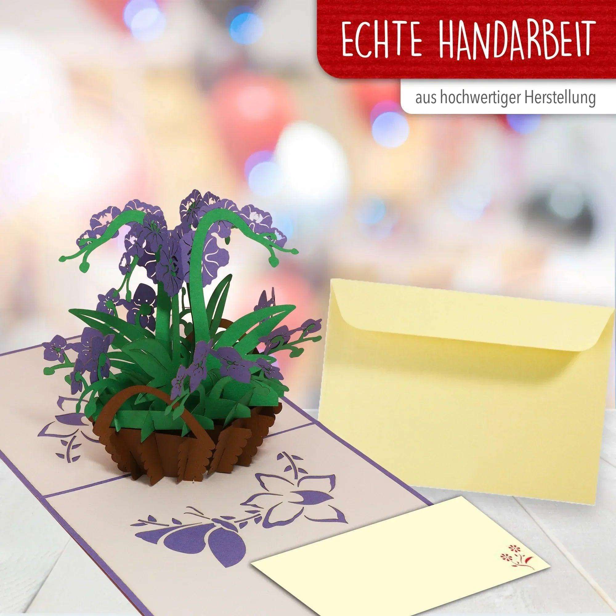 Pop Up Karte 3D Orchidee Lila – Grußkarte Muttertag & Geburtstag LINPopUp 17616-N359