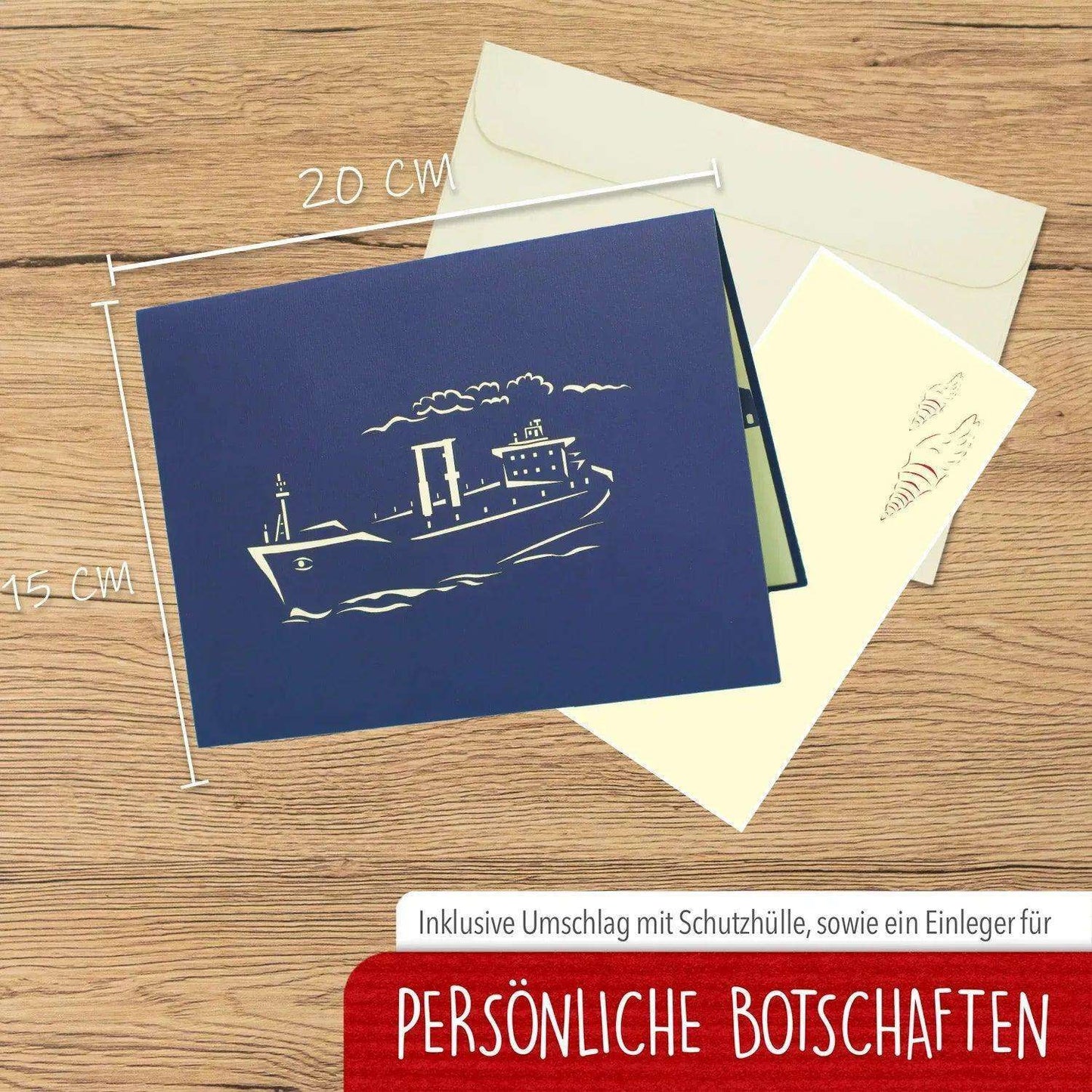 Pop-Up 3D Karte Schiff - Boot, Frachtschiff, N235 - LINPopUp
