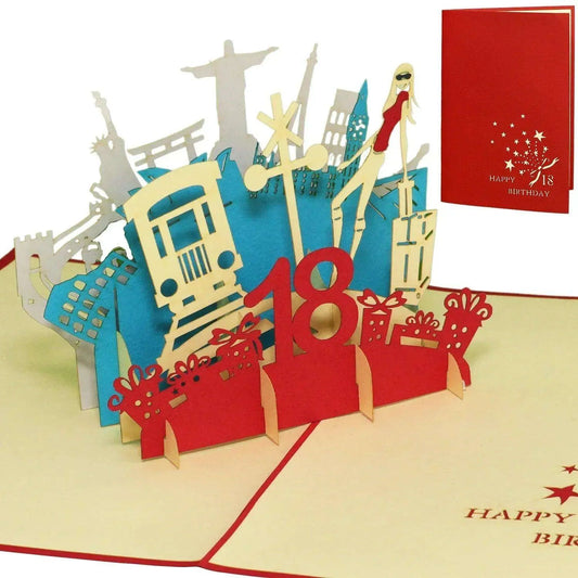 3D Pop-Up Karte 18. Geburtstag Freiheit Rot, N17 - LINPopUp
