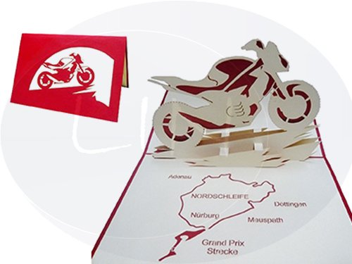 3D Pop-Up Karte Motorrad - Grußkarte für Biker & Motorradfans, N158