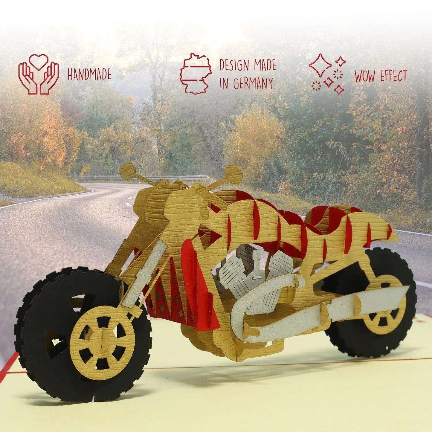 3D Pop-Up Karte Motorrad - Grußkarte für Biker & Motorradfans, N160 - LINPopUp