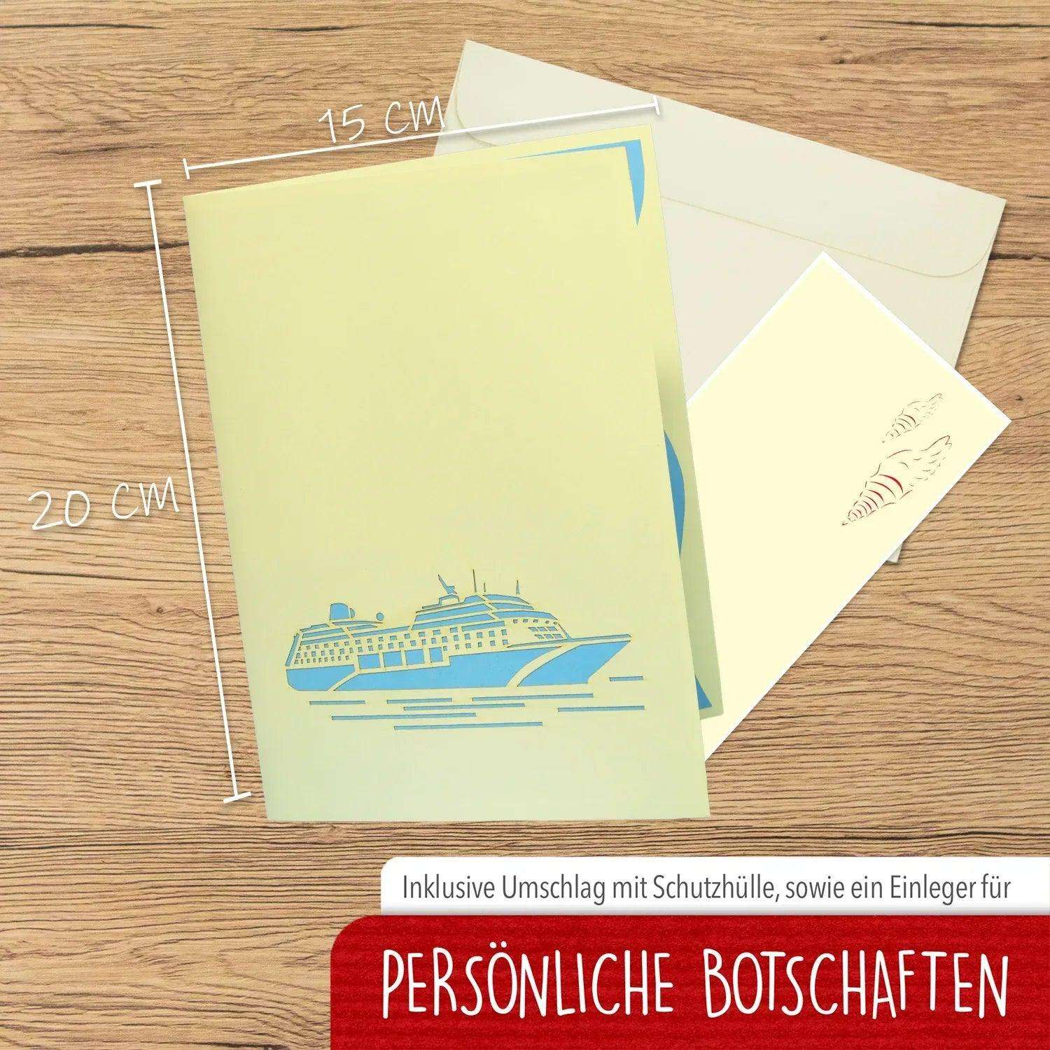 Pop-Up 3D Karte Schiff - Grußkarte mit Boot, Kreuzfahrt, N315 LINPopUp N315