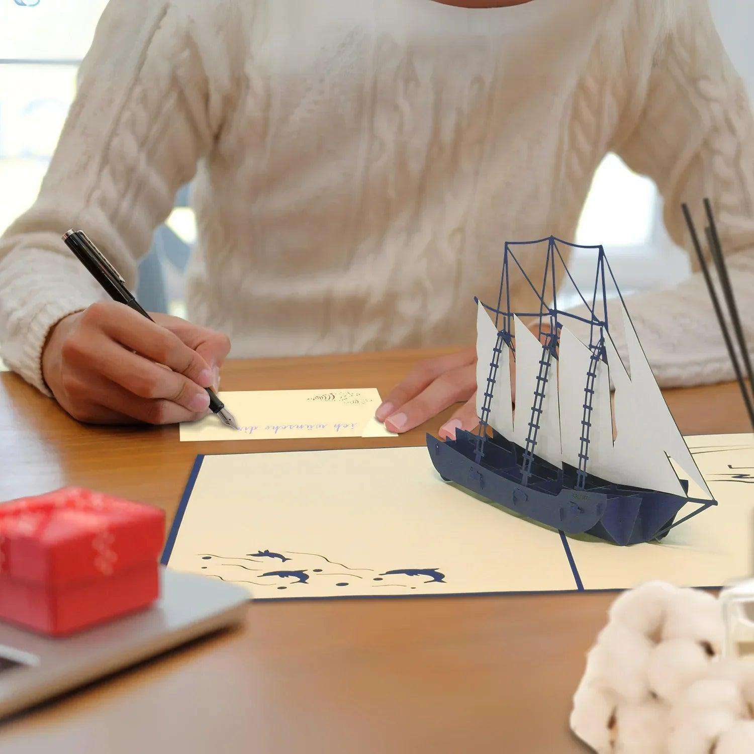 Pop-Up 3D Karte Schiff - Grußkarte mit Boot, Segelschiff, N117 LINPopUp N117