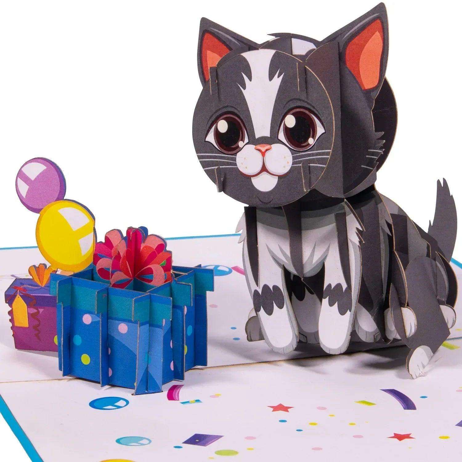 Pop-Up  Geburtstagskarte Katze - 3D Karte Kindergeburtstag, LINPopUp LINPopUp 17856, N291