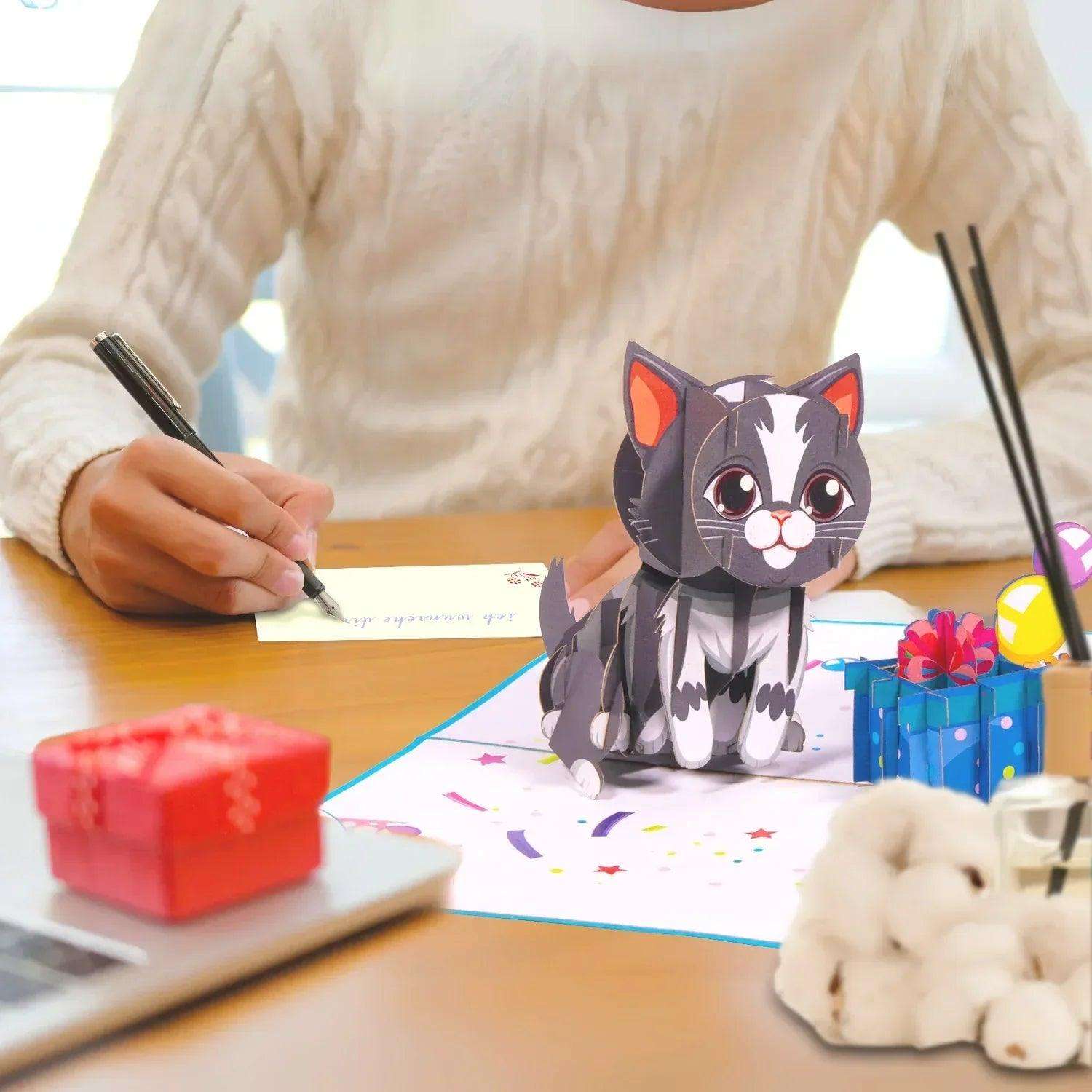 Pop-Up  Geburtstagskarte Katze - 3D Karte Kindergeburtstag, LINPopUp LINPopUp 17856, N291
