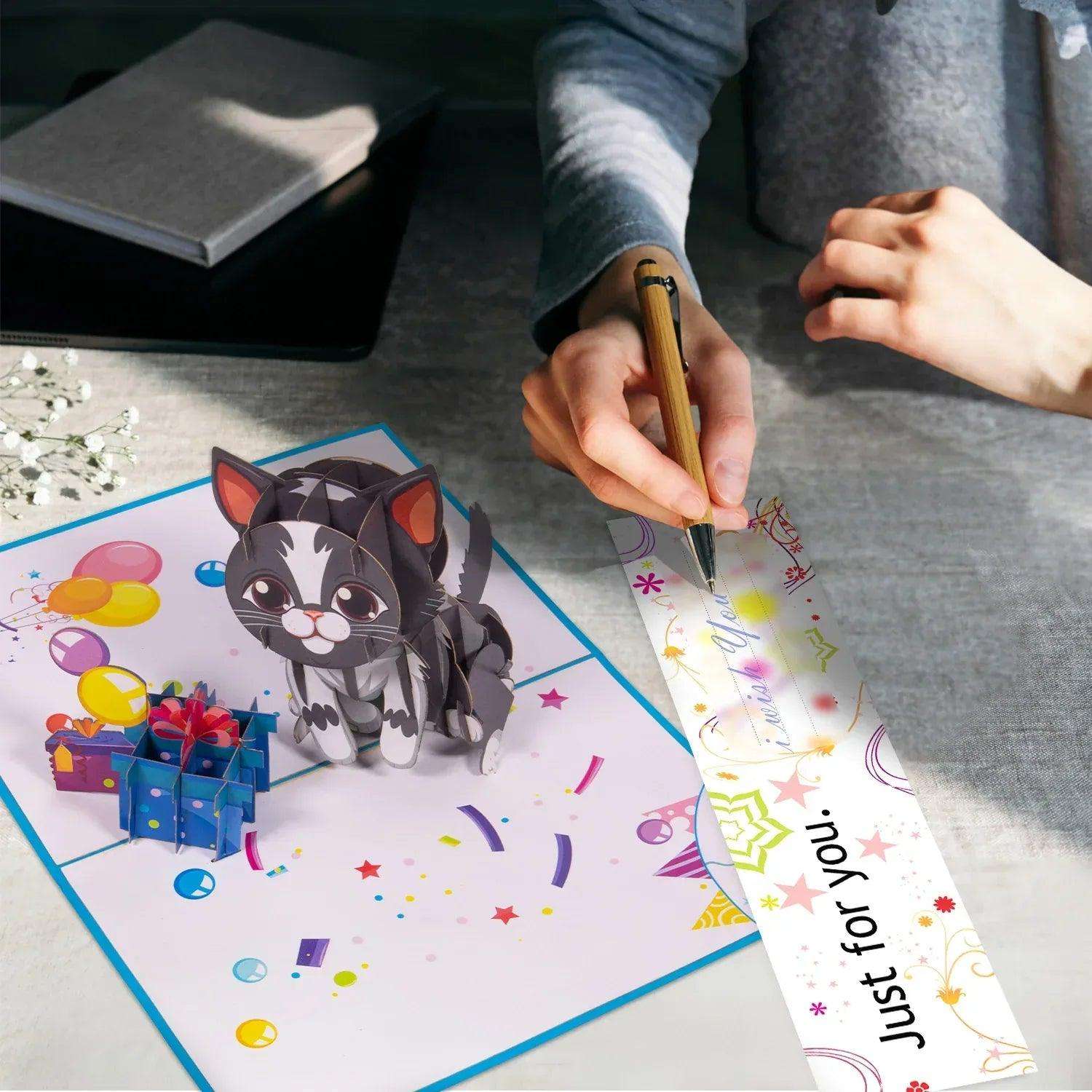 Pop-Up  Geburtstagskarte Katze - 3D Karte Kindergeburtstag, LINPopUp LINPopUp 17856, N291