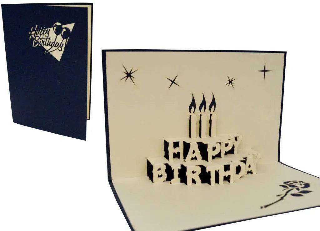 3D Pop-Up Karte Geburtstagstorte Blau, N1 - LINPopUp