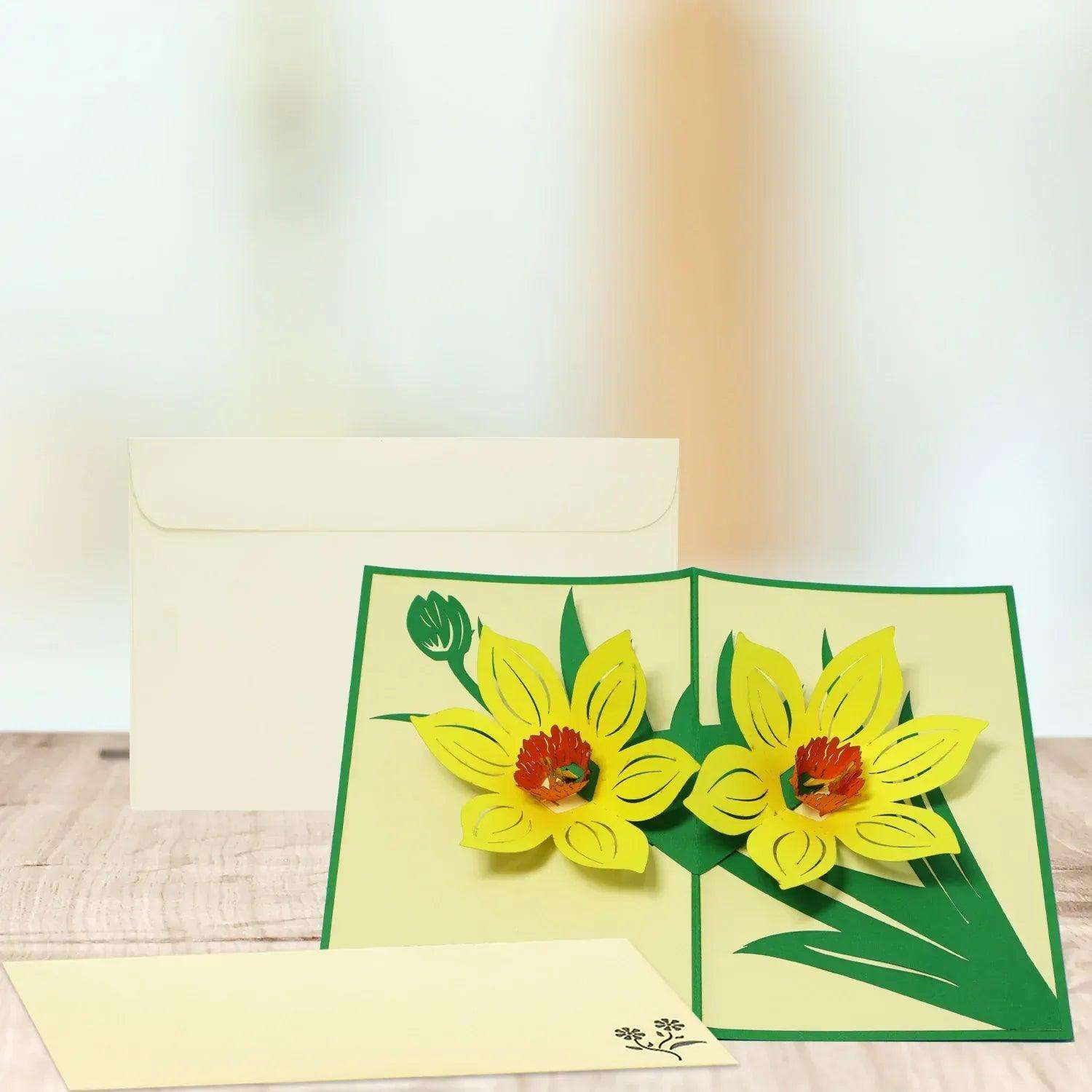 3D Pop-Up Karte Blumenkarte, Blüten - Blumen Gelb, N700 LINPopUp N700