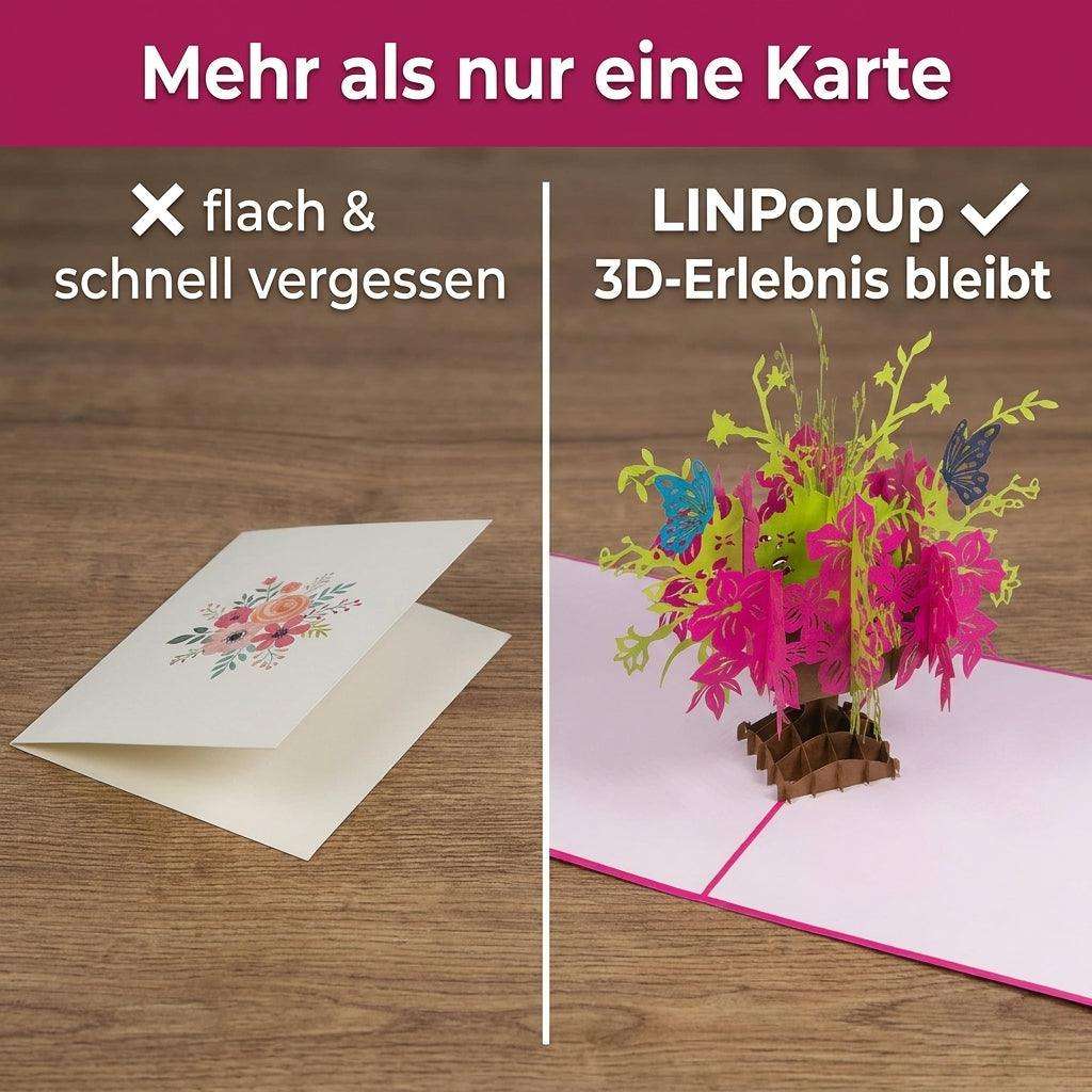 3D Pop-Up Karte Blumenkarte, Kirschblüte, N379 LINPopUp N379