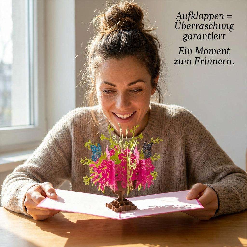 3D Pop-Up Karte Blumenkarte, Kirschblüte, N379 LINPopUp N379