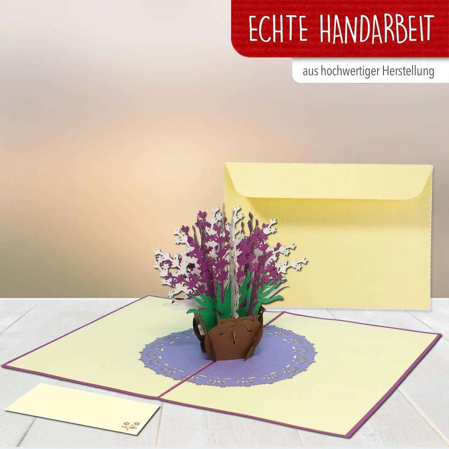 3D Pop-Up Karte Blumenkarte, Lavendel, N392 LINPopUp N392