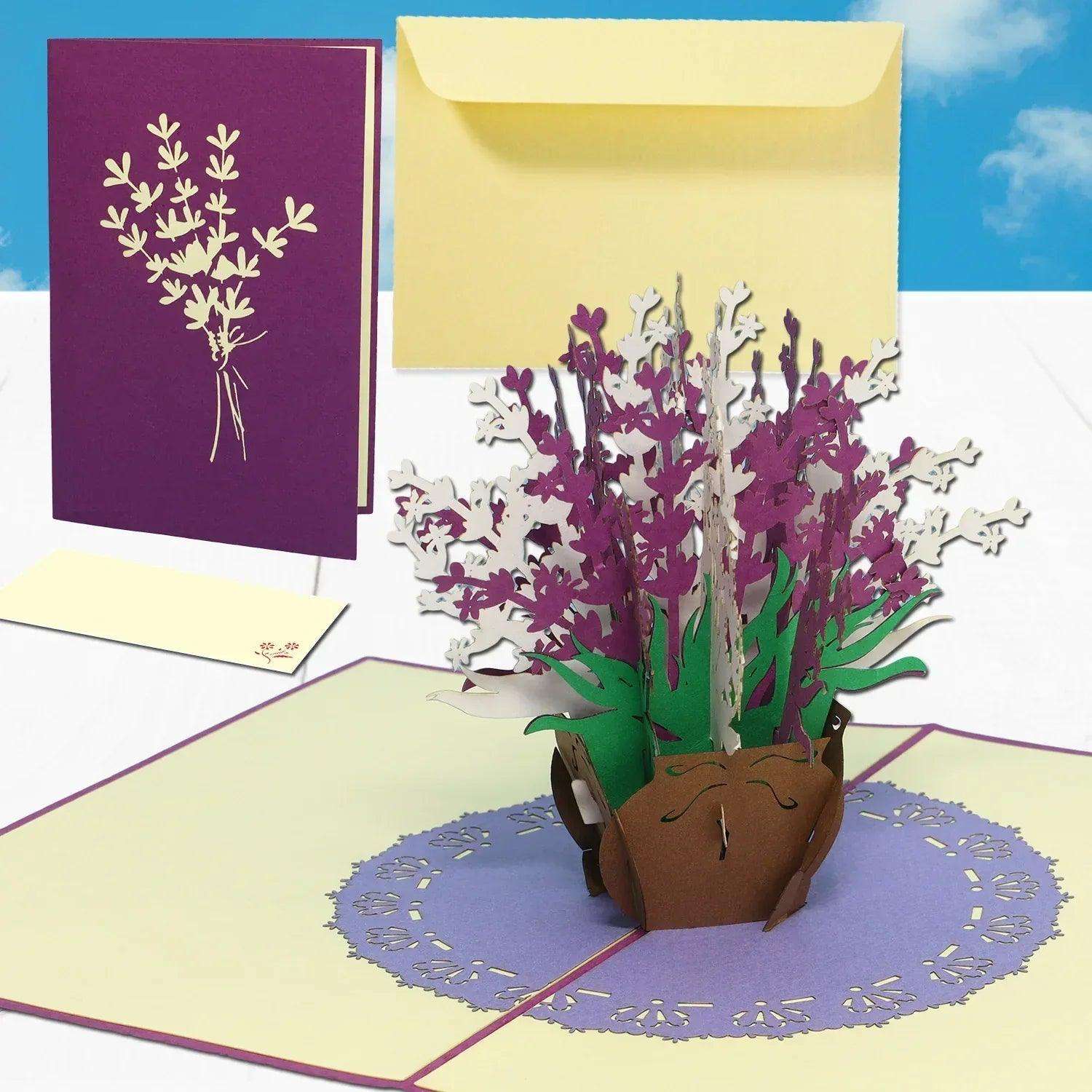 3D Pop-Up Karte Blumenkarte, Lavendel, N392 LINPopUp N392