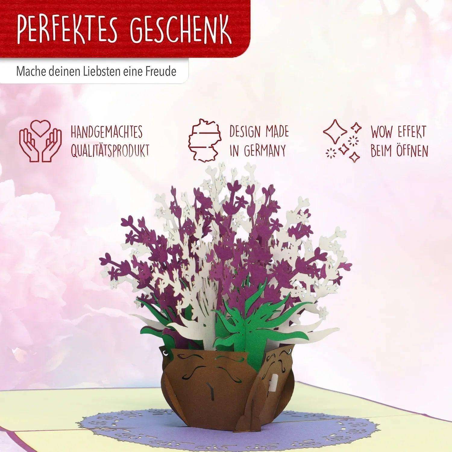 3D Pop-Up Karte Blumenkarte, Lavendel, N392 LINPopUp N392