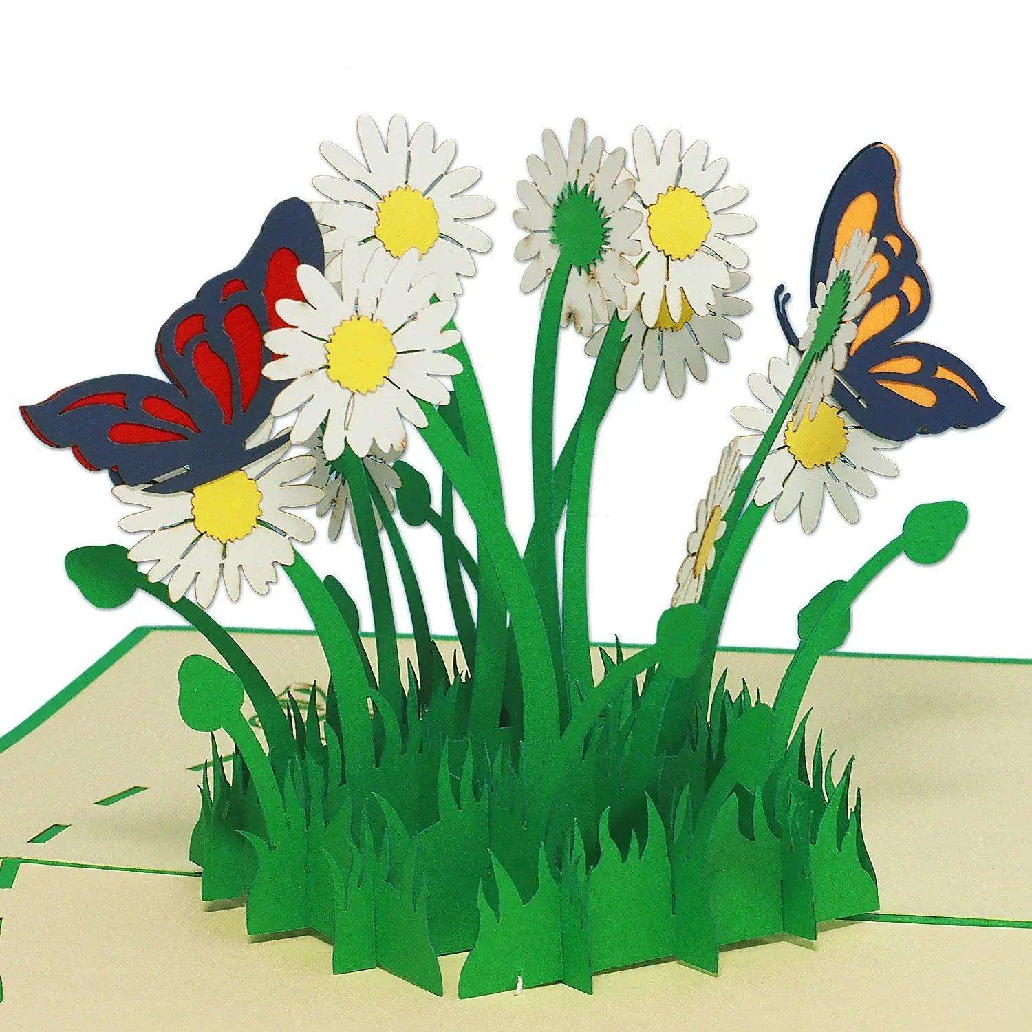 Pop Up Karte 3D Margeriten – Grußkarte Geburtstag & Muttertag LINPopUp 17554-N310