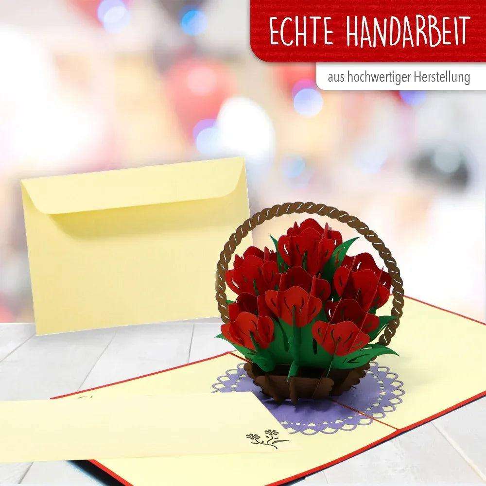 3D Pop-Up Karte Blumenkarte, Rosen Blumenkorb, N720 LINPopUp N720
