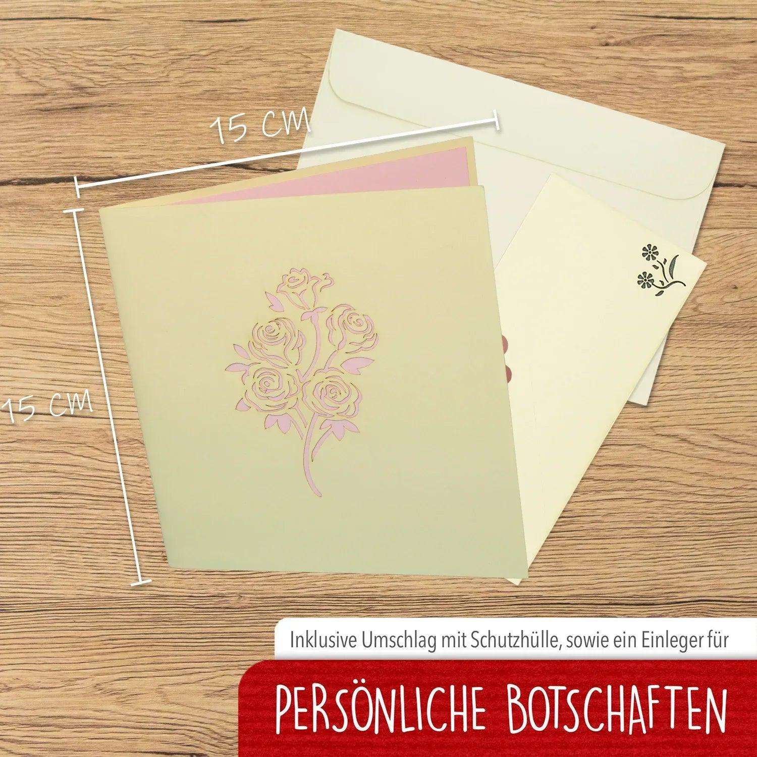3D Pop-Up Karte Blumenkarte, Blumenstrauß, Rosenstrauß, N385 LINPopUp N385