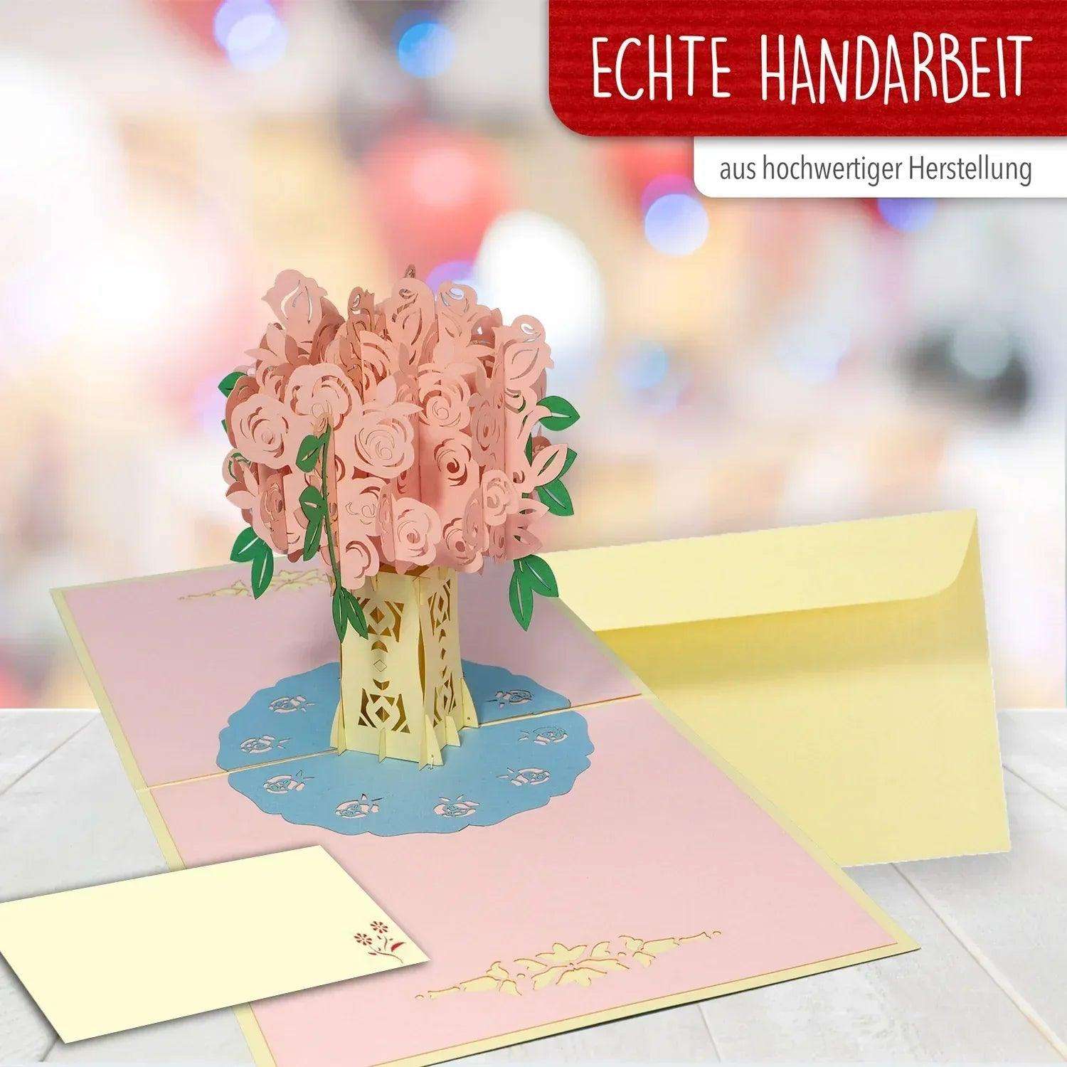 3D Pop-Up Karte Blumenkarte, Blumenstrauß, Rosenstrauß, N385 LINPopUp N385