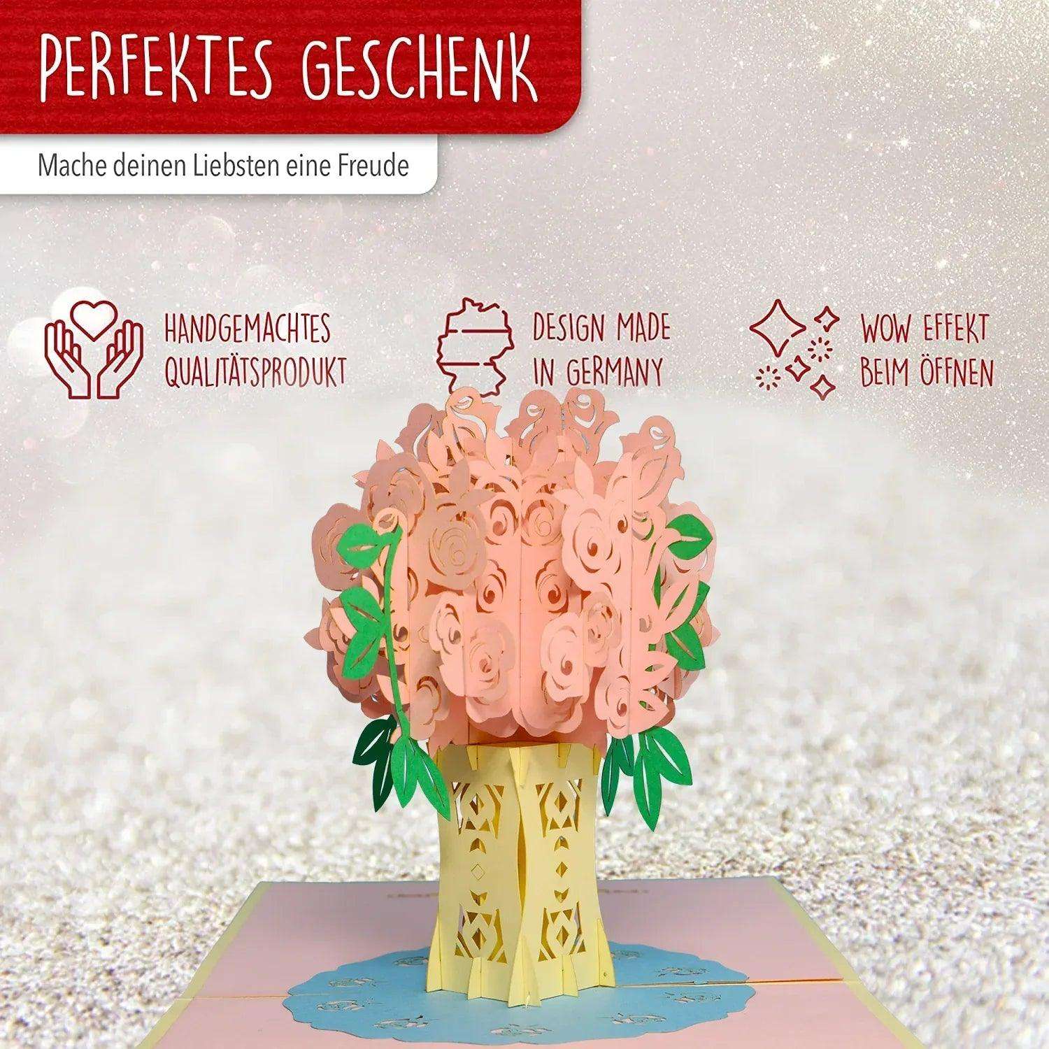 3D Pop-Up Karte Blumenkarte, Blumenstrauß, Rosenstrauß, N385 LINPopUp N385