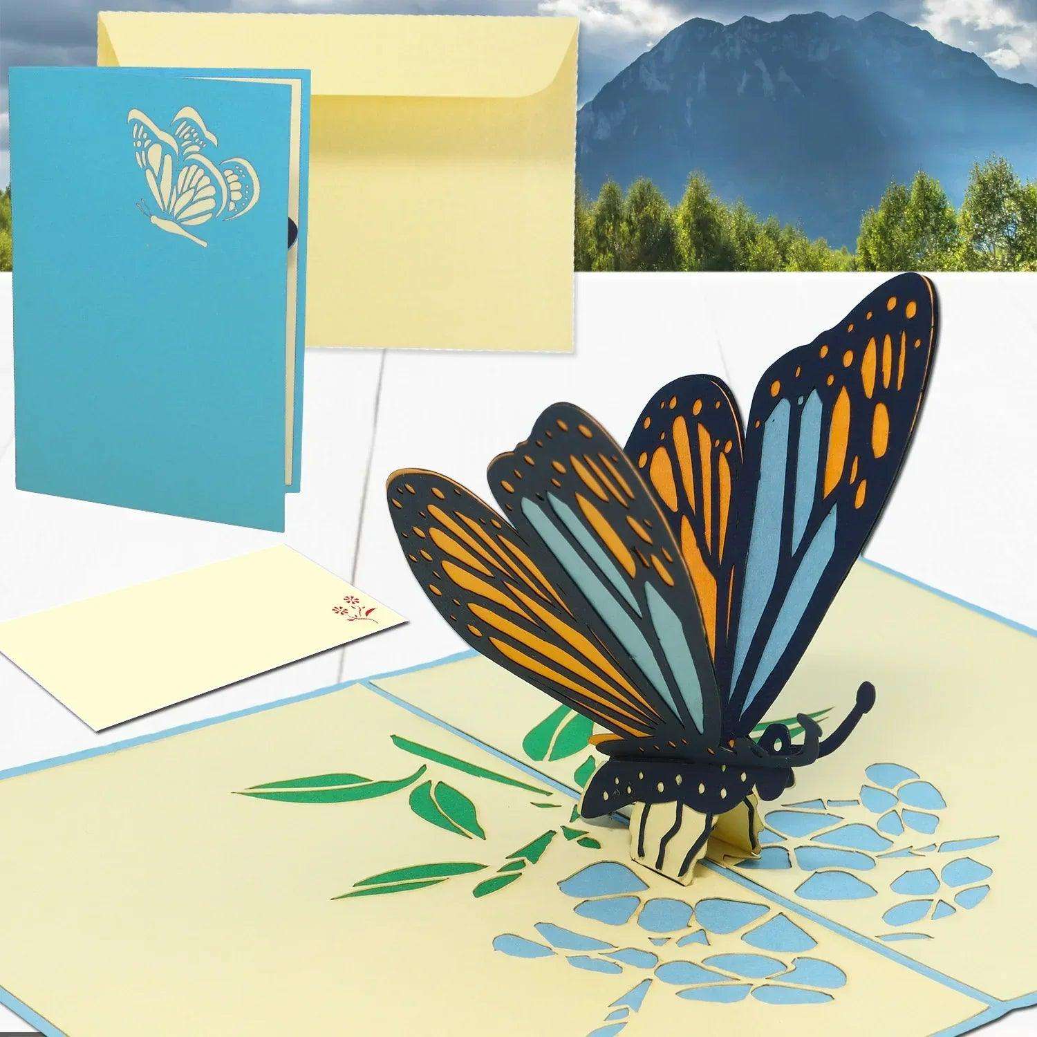 Pop-Up Karte – 3D Grußkarte, Schmetterling blau, N382 LINPopUp N382