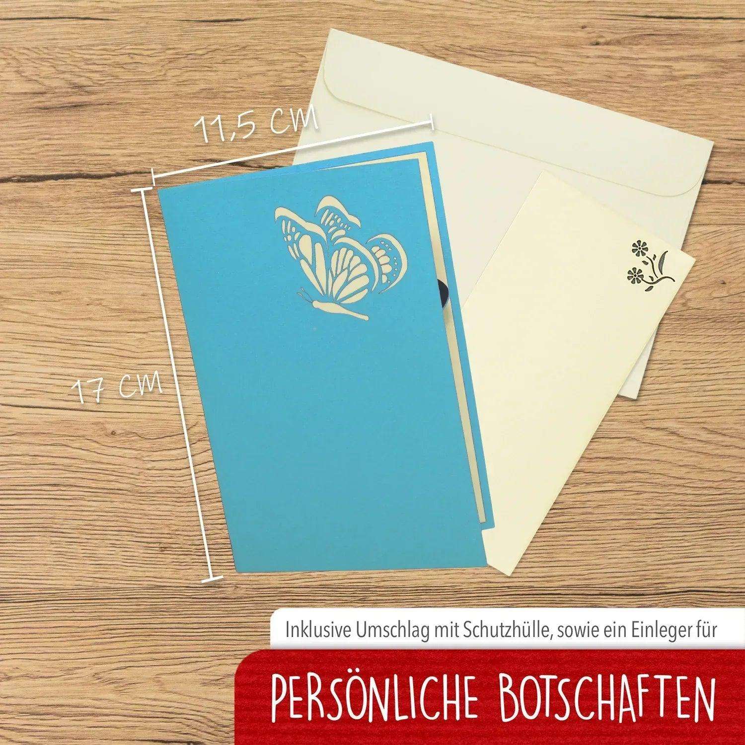 Pop-Up Karte – 3D Grußkarte, Schmetterling blau, N382 LINPopUp N382