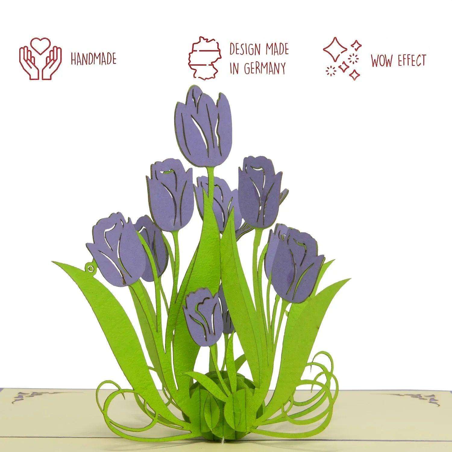 3D Pop-Up Karte Blumenkarte, Tulpen, Lila, N390 LINPopUp N390