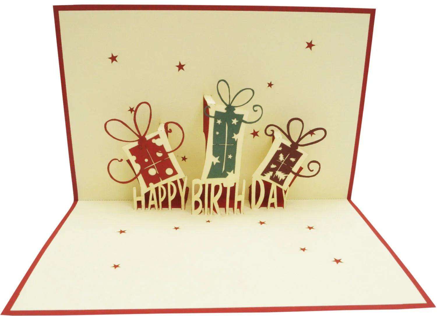 3D Pop-Up Karte Geschenke Rot, N4 - LINPopUp