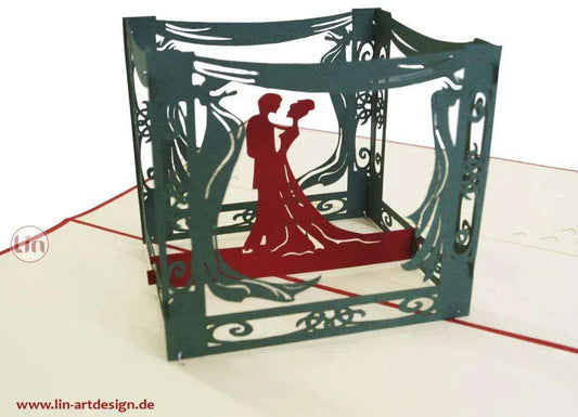 Hochzeitskarte Pop Up 3D - Glückwunschkarte zur Hochzeit,Brautpaar Pavillon, N83 - LINPopUp