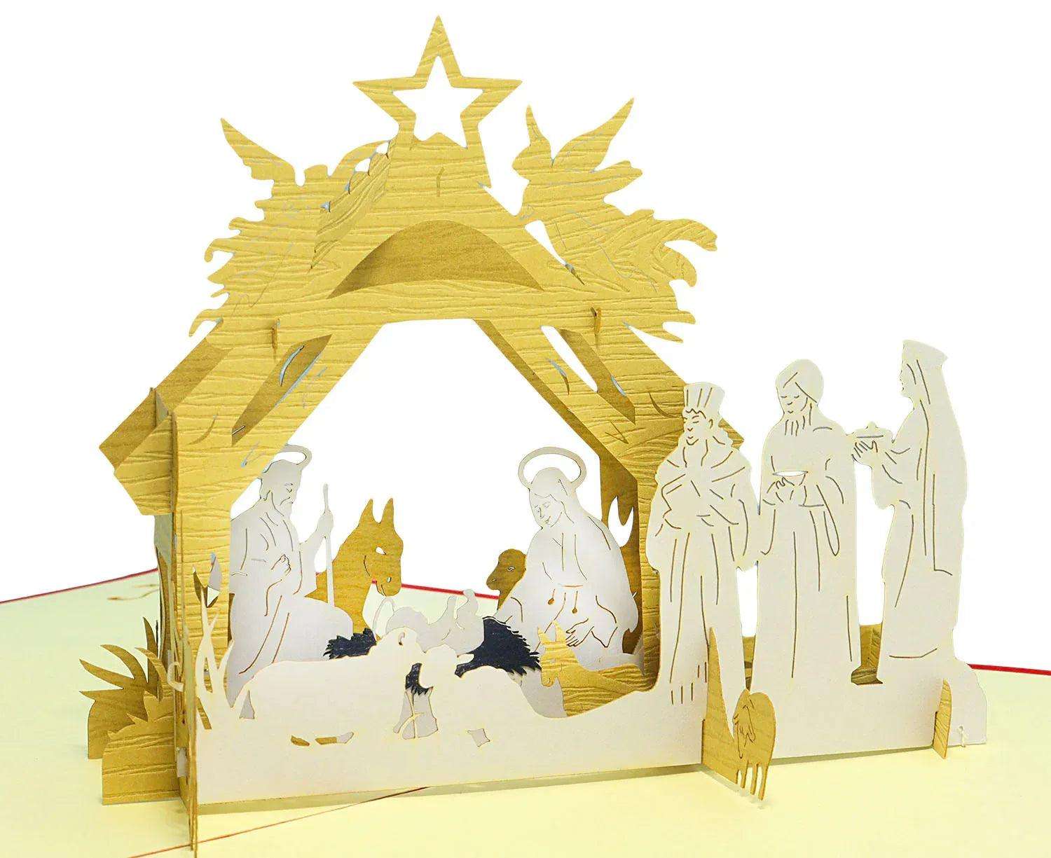 Pop Up Weihnachtskarte 3D - Weihnachtskrippe, Krippe, N422 LINPopUp N422