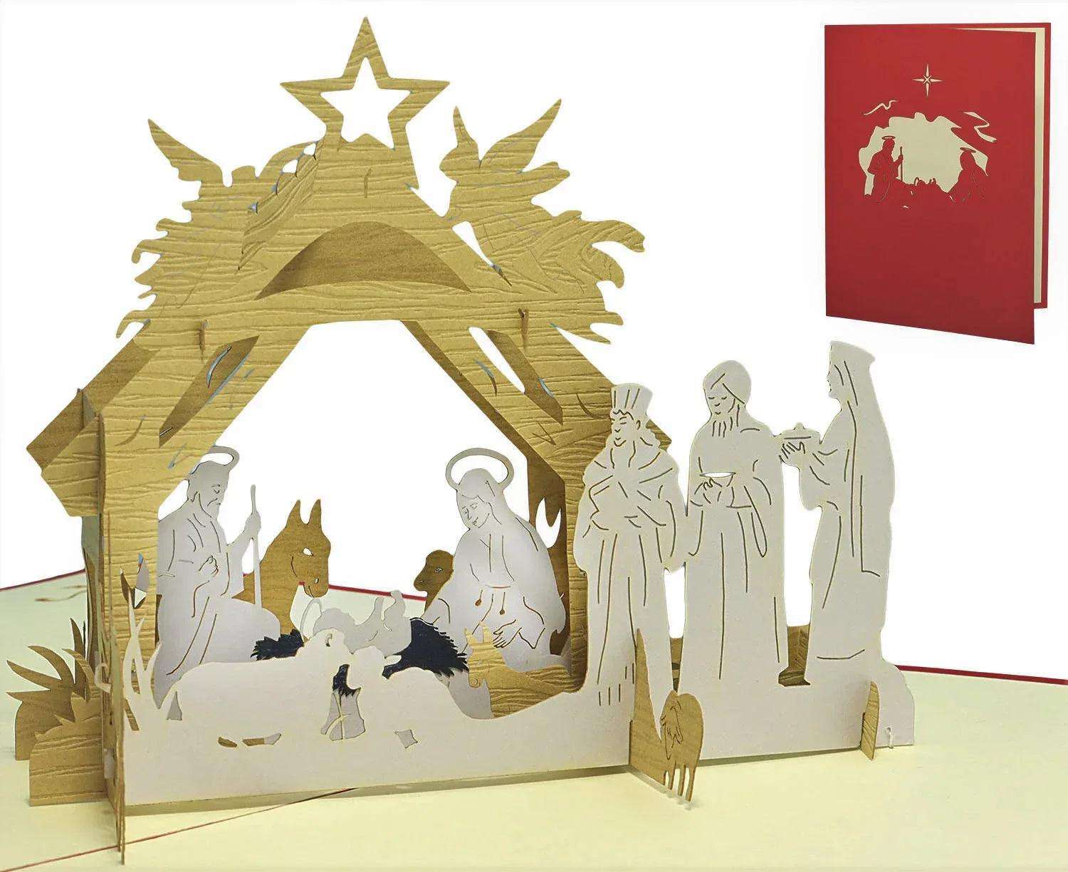 Pop Up Weihnachtskarte 3D - Weihnachtskrippe, Krippe, N422 LINPopUp N422